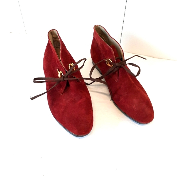 the leather Collection Shoes - The Leather Collection Sude Marron Ankle Booties Size 7.5